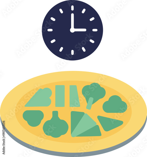 stylized illustration showcases the alignment of nutrition with the body's internal clock A clock face overlays a stylized mitochondria highlighting the connection between timing and health 