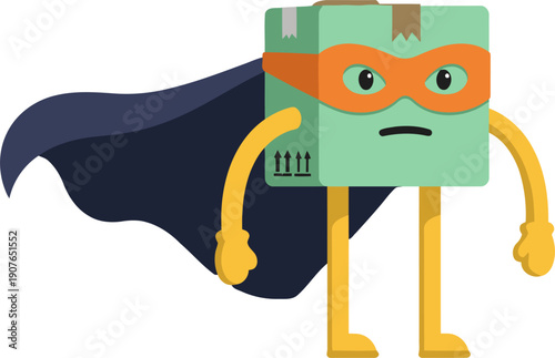 A superhero box delivers swiftly! This vibrant illustration showcases fast shipping with a playful, secure design. Perfect for e-commerce and logistics visuals.