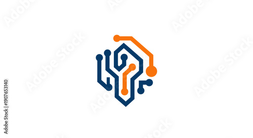 Modern stylized robotic face logo design element.