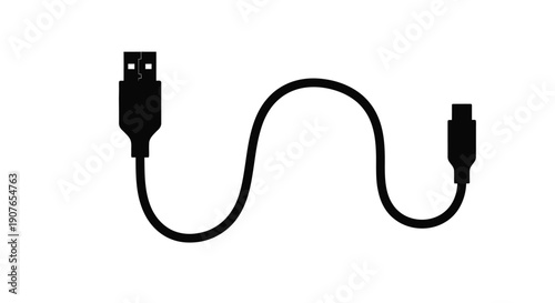 Black usb cable with a standard a and micro usb connector