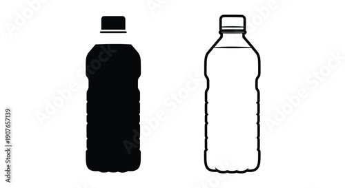 Two water bottles one black and one white side by side