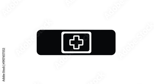 Black rectangle with a white plus sign inside a white square