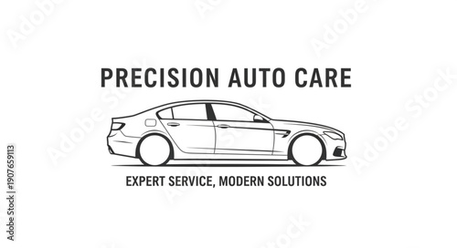 Black and White Car Illustration.