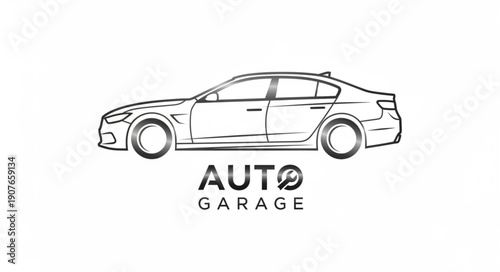 Black and White Car Illustration.