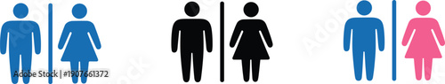 Blue and Pink Male and Female Restroom Signage Icons toilet symbol