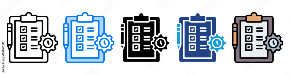 Fototapeta premium Planning icon set multiple style collection