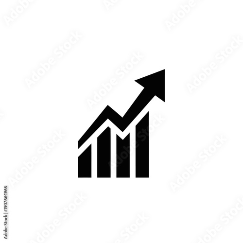 Business Growth Chart Icon with Upward Arrow - Financial Success and Progress Concept