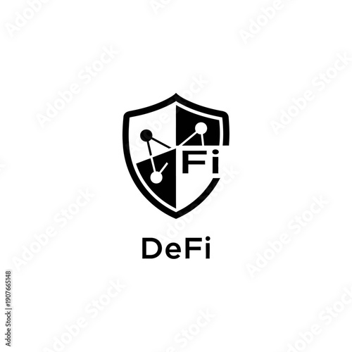 DeFi Shield Logo: Decentralized Finance Network Icon for Blockchain Security