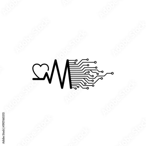 Digital Heartbeat Circuitry Icon - Medical Technology and Healthcare Innovation