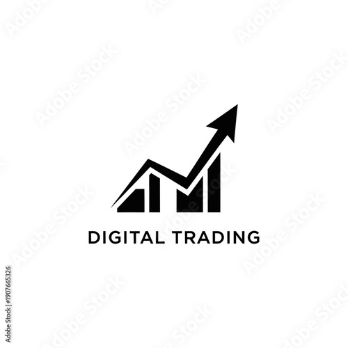 Digital Trading Growth Chart Icon with Upward Arrow