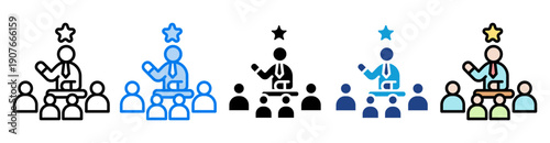 Leadership icon set multiple style collection