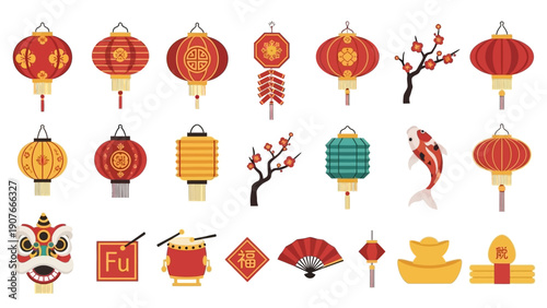 Traditional Chinese New Year Decorations and Symbols for Festive Celebrations