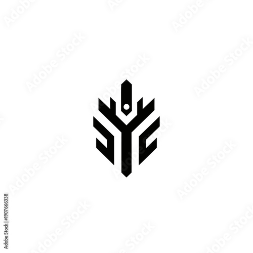 Stylized Abstract Geometric Tree Crown Logo Icon Design