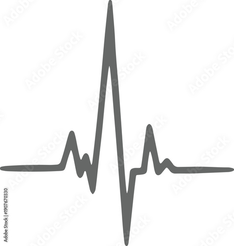 A simple graphical representation of an electrocardiogram reading on a white background with a grey border. Vector, illustration