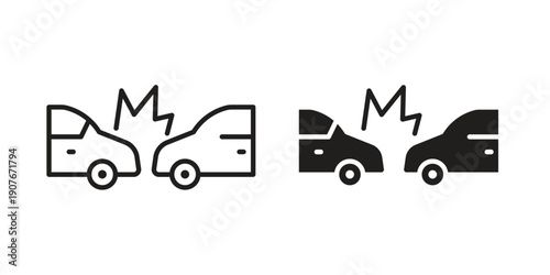 Rear end collision icons for web developers and designers,