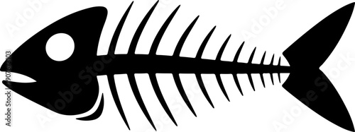 Fish bone skeleton silhouette vector illustration