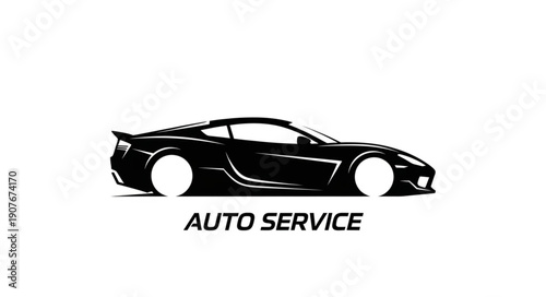Black Sports Car Auto Service Illustration.