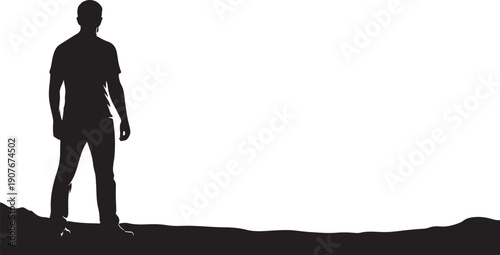 Silhouette of a construction worker with tools and equipment