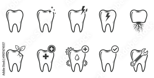 Dental Health Icons: A Collection of Tooth Illustrations and Symbols