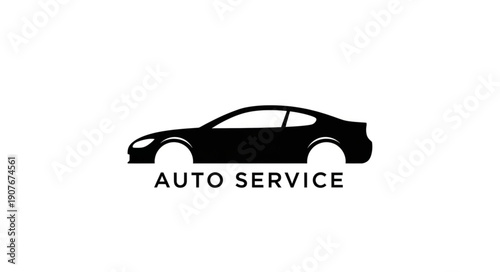 Black Silhouette of a Sports Car with Auto Service Text.