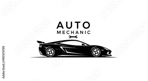 Black Sports Car Auto Mechanic.