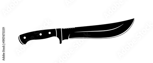 Black Vector Silhouette of a Tactical Combat Knife