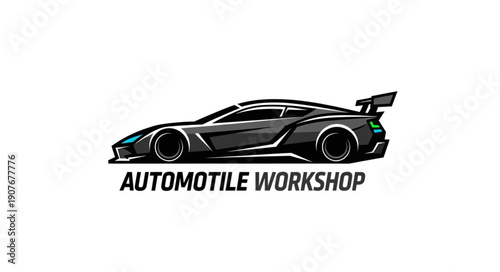 Black Sports Car Illustration Design.
