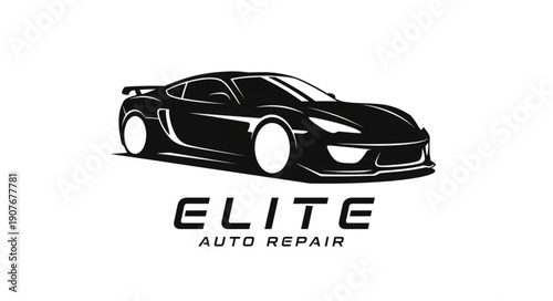 Black Sports Car Logo Design.