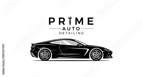 Black Sports Car Illustration Logo Design.