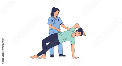 Female Therapist Assisting Patient With Side Plank Exercise