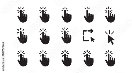 Hand touch and gesture icon collection for mobile and touchscreen interaction