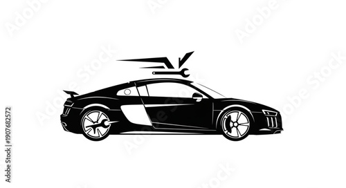 Black Sports Car Side View.