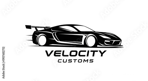 Black Sports Car Logo Design.