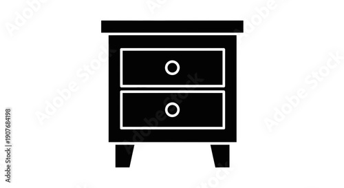 Minimal Black Nightstand Drawer Icon