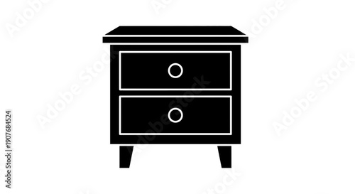 Minimal Black Nightstand Drawer Icon