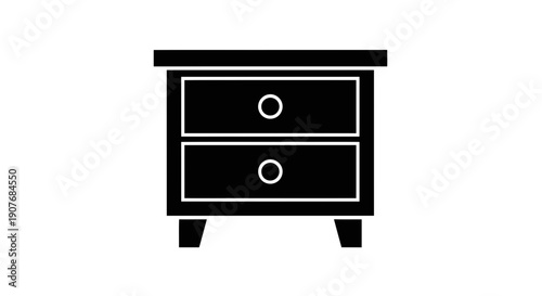 Minimal Black Nightstand Drawer Icon