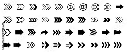 Directional arrow symbols set for graphic design and application development vector illustration.