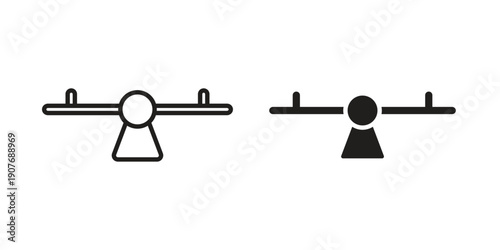 Seesaw icons collection. Line vector sign, symbol for web and mobile