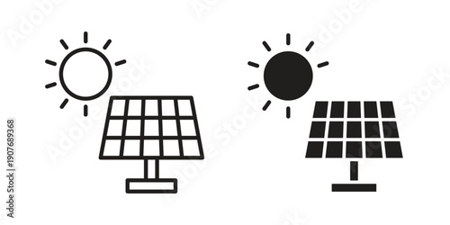 Solar panel icons collection. Line vector sign, symbol for web and mobile