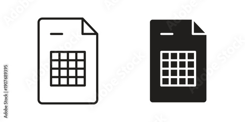Spreadsheet icons collection. Line vector sign, symbol for web and mobile