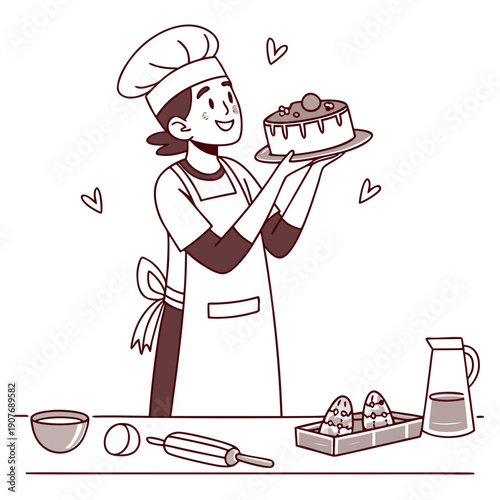 Baker proudly presents a collapsed souffle, a humorous and whimsical take on baking mishaps and culinary adventures.