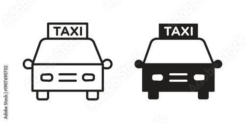 Taxi icons collection. Line vector sign, symbol for web and mobile