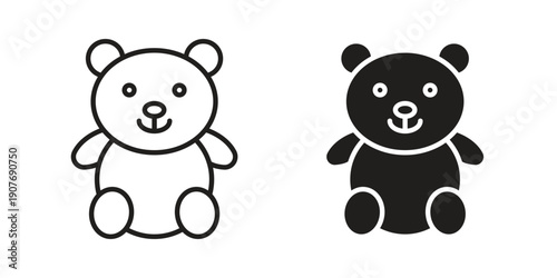 Teddy bear icons collection. Line vector sign, symbol for web and mobile
