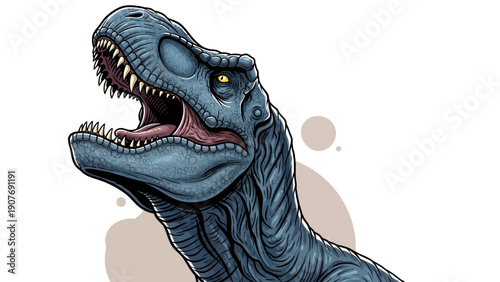 Tyrannosaurus Rex Dinosaur Roaring Illustration.