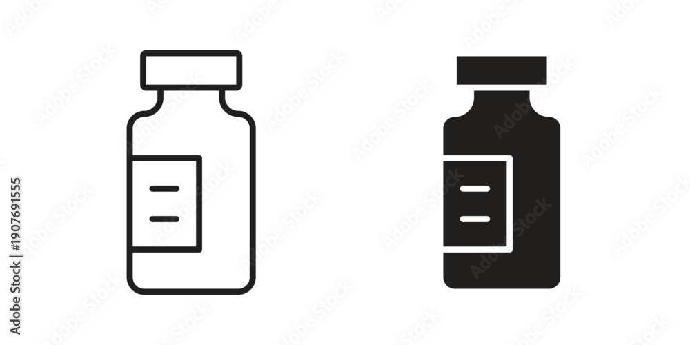 Obraz premium Vaccine vial icons collection. Line vector sign, symbol for web and mobile