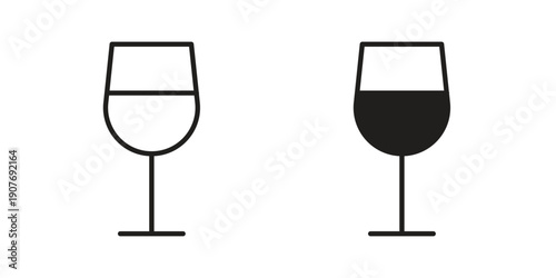 Wine glass icons collection. Line vector sign, symbol for web and mobile