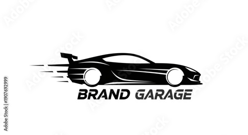 Black Sports Car Silhouette Logo.