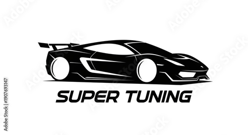 Black Sports Car Super Tuning Logo.