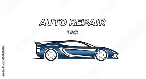 Blue Sports Car Auto Repair Service.