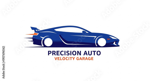 Blue Sports Car Logo Design.